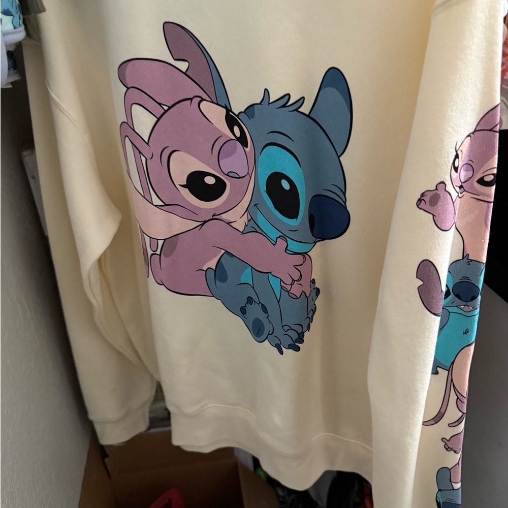 Cream Sweatshirt with Stitch & Angel